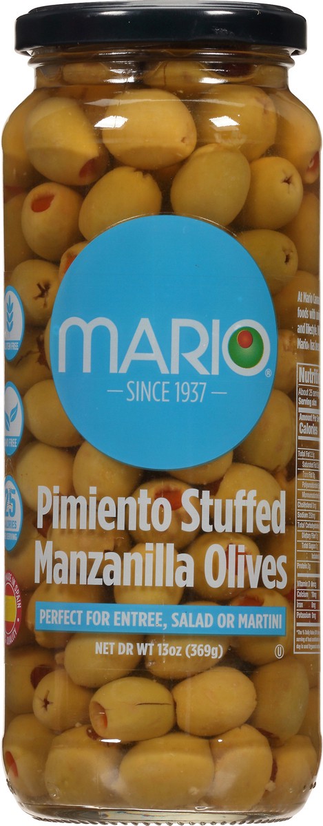 slide 6 of 8, Mario Manzanilla Stuffed Pimento Olives, 13 oz