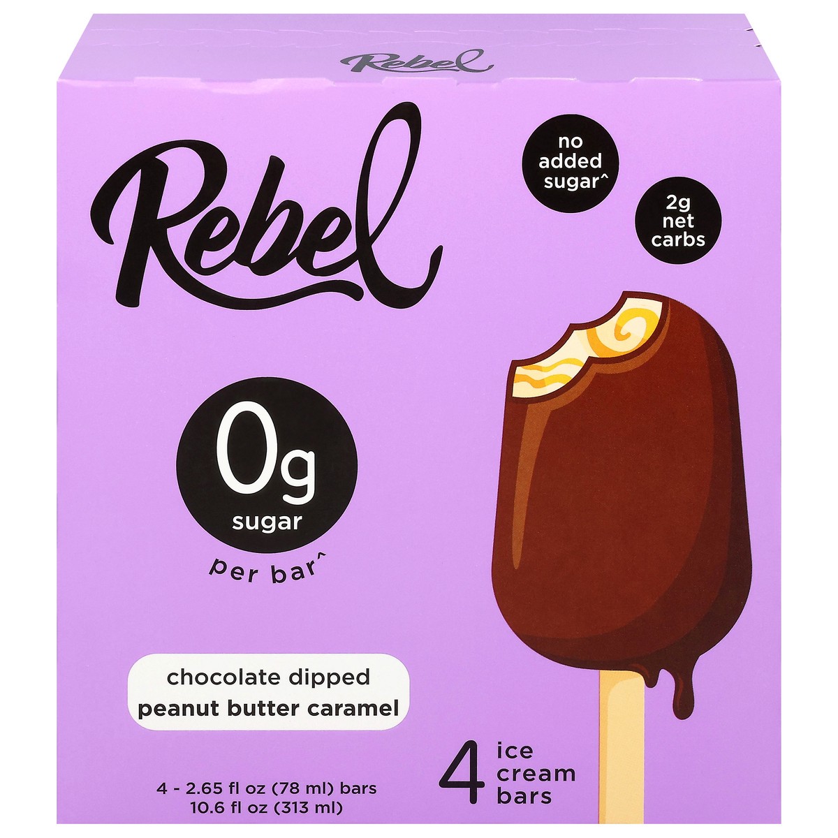 slide 4 of 4, Rebel Ice Cream - Chocolate Dipped Peanut Butter Caramel Bar - 10.6 FZ, 10.6 fl oz