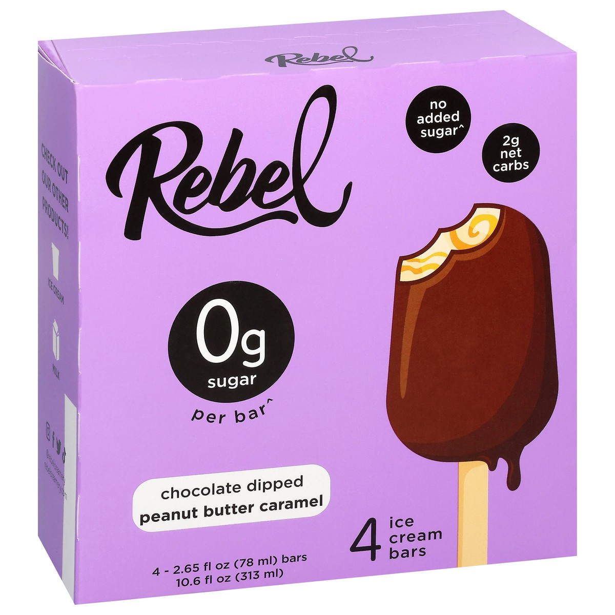slide 3 of 4, Rebel Ice Cream - Chocolate Dipped Peanut Butter Caramel Bar - 10.6 FZ, 10.6 fl oz