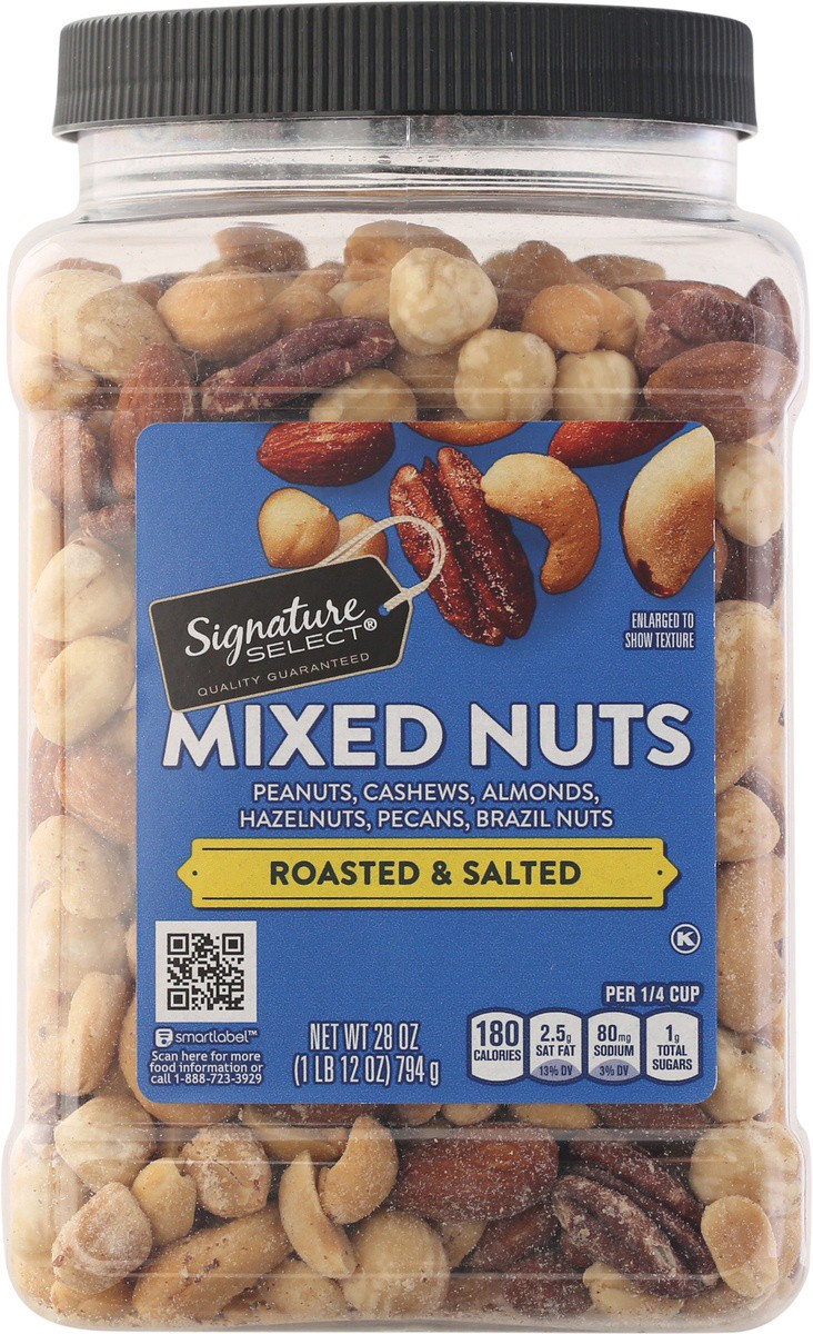 slide 7 of 9, Signature Select Roasted & Salted Mixed Nuts 28 oz, 28 oz