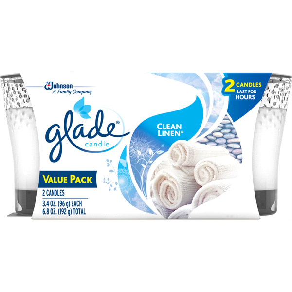 slide 1 of 1, Glade Candle, Clean Linen, 2 ct