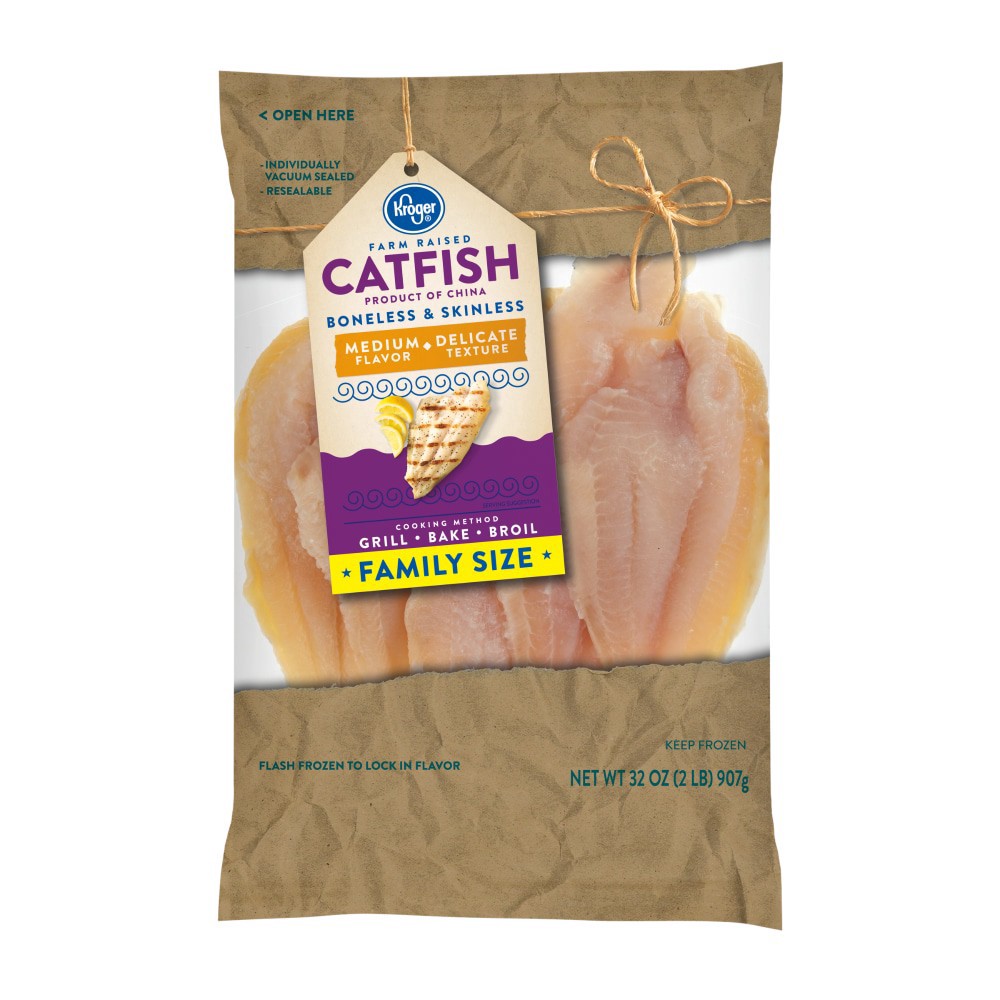 slide 2 of 2, Kroger Family Size Boneless & Skinless Catfish Fillets, 2 lb