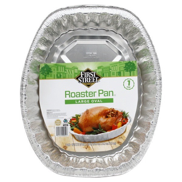 slide 1 of 1, First Street Large Oval Foil Roaster Pan, 1 ct