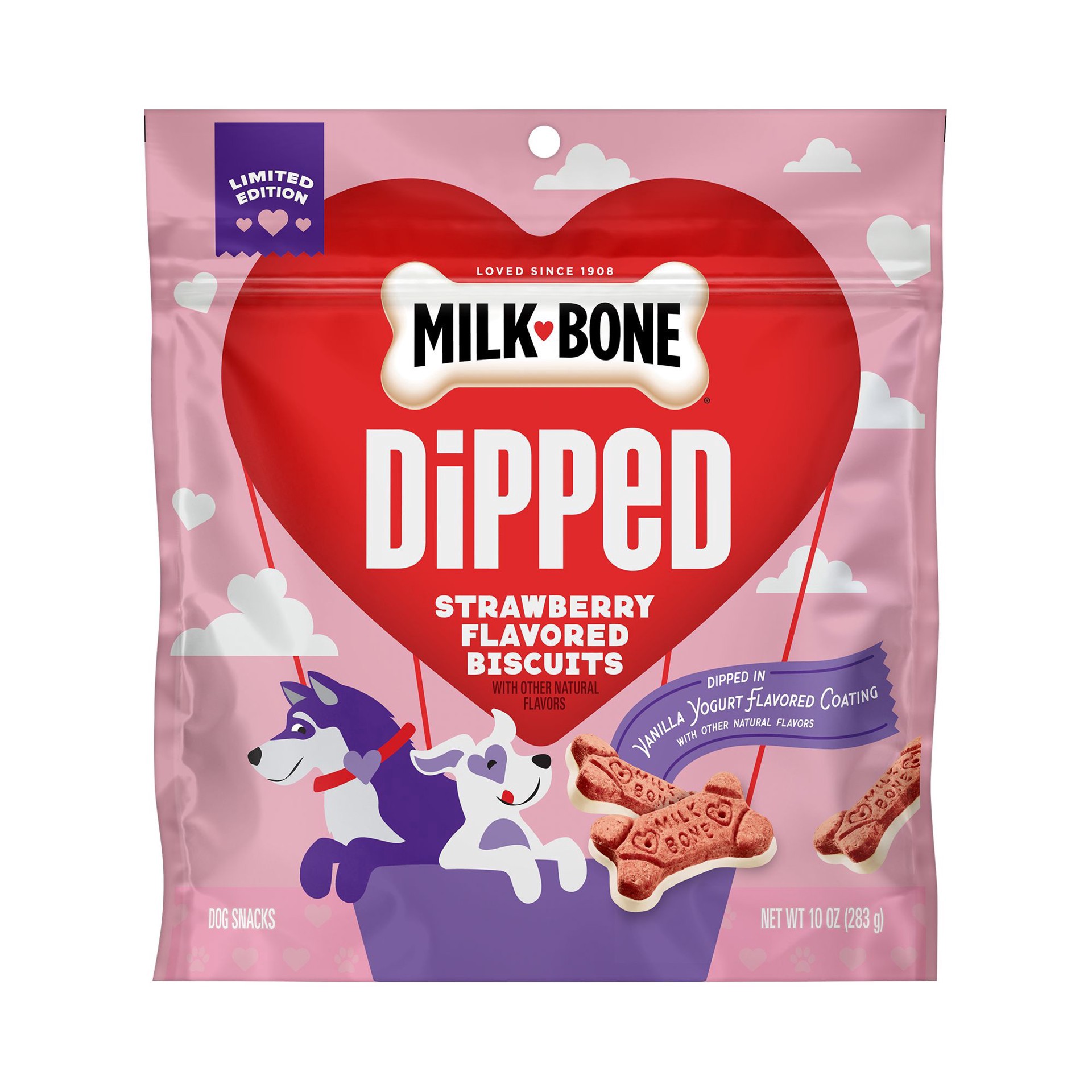 slide 1 of 1, Milk-Bone Pawberries N Cream Dipped Biscuits 10 OZ, 10 oz