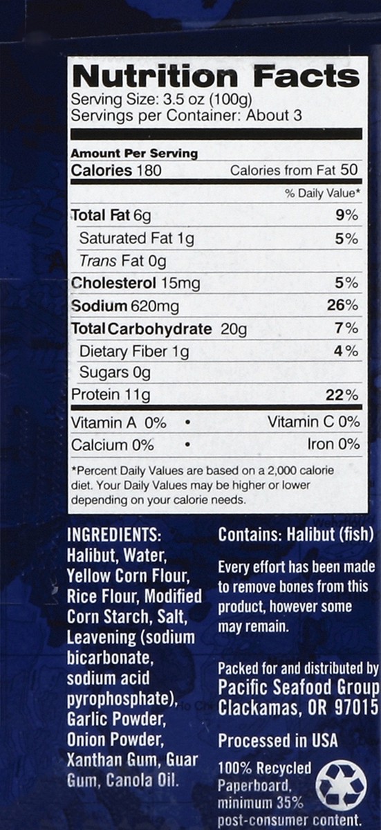slide 3 of 4, Pacific Sustainable Seafood Gluten Free Crispy Battered Halibut, 10 oz