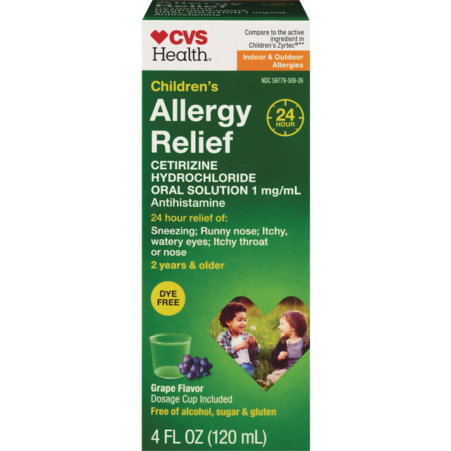 slide 1 of 1, CVS Health Cvs Allergy Childrens Cet Sf 4 Oz, 4 oz
