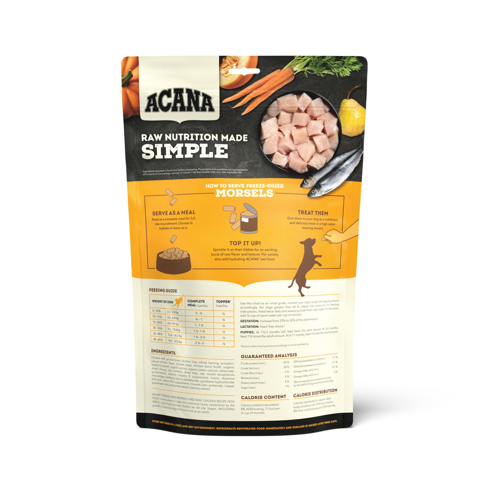 slide 3 of 3, ACANA Freeze-Dried Food Morsels Free Run Chicken Recipe 8OZ, 8 oz