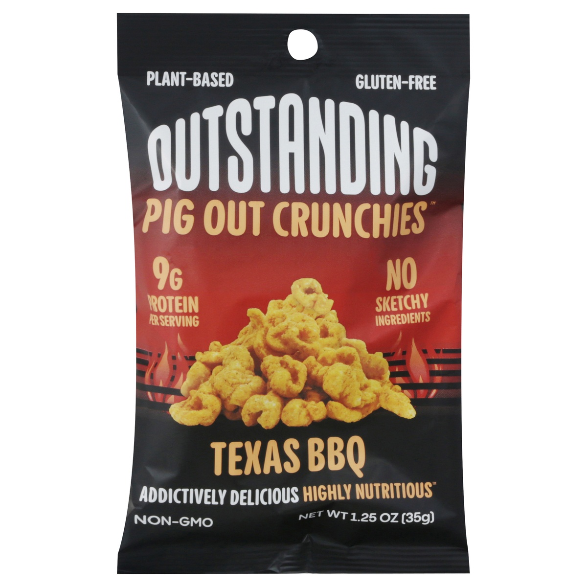 slide 1 of 1, Outstanding Foods Pig Out Crunchies Gluten Free Texas BBQ Crunchies 1.25 oz, 1.25 oz