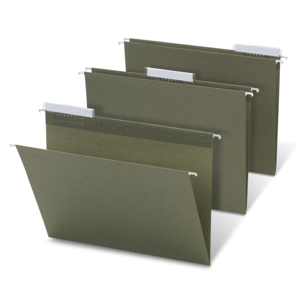 slide 1 of 1, Office Depot Brand Hanging Folders, 1/3 Cut, Letter Size, 100% Recycled, Green, Pack Of 25, 25 ct