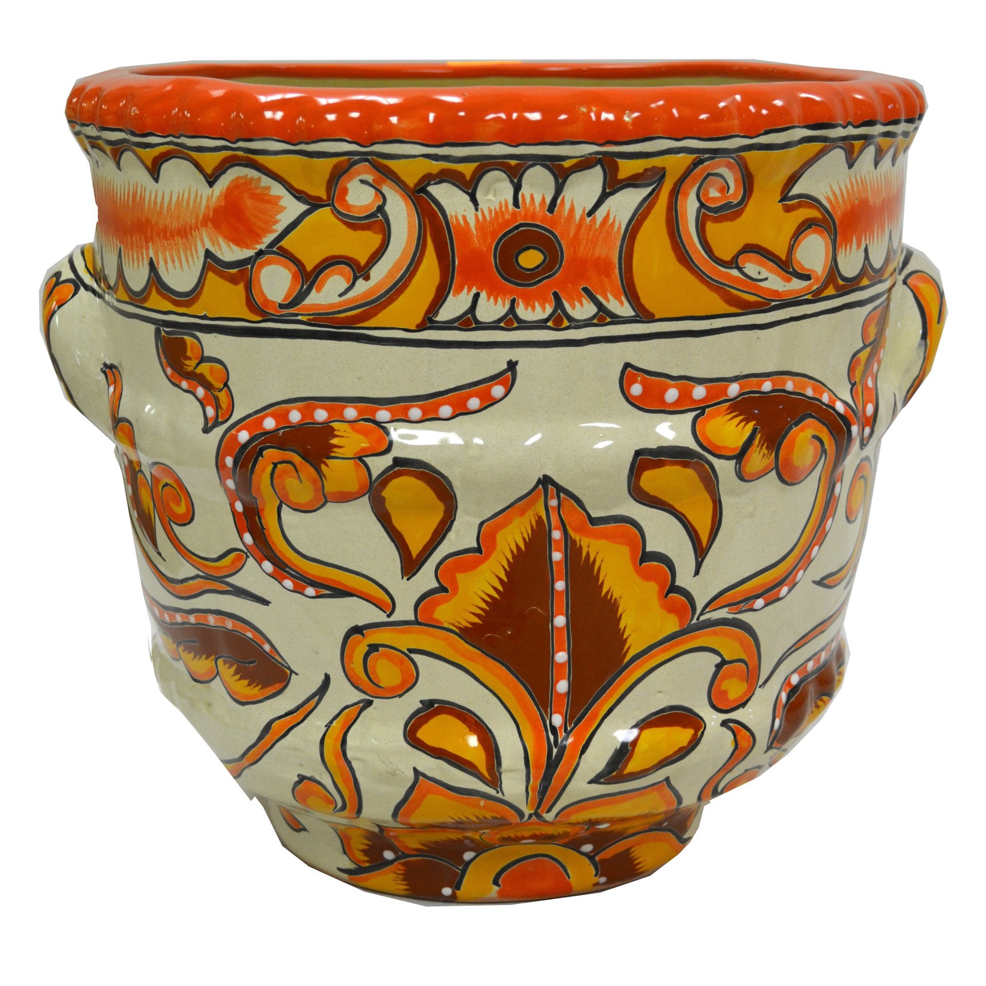 slide 1 of 1, Blue Orange Pottery Fall Talavera Clay Planter, 1 ct