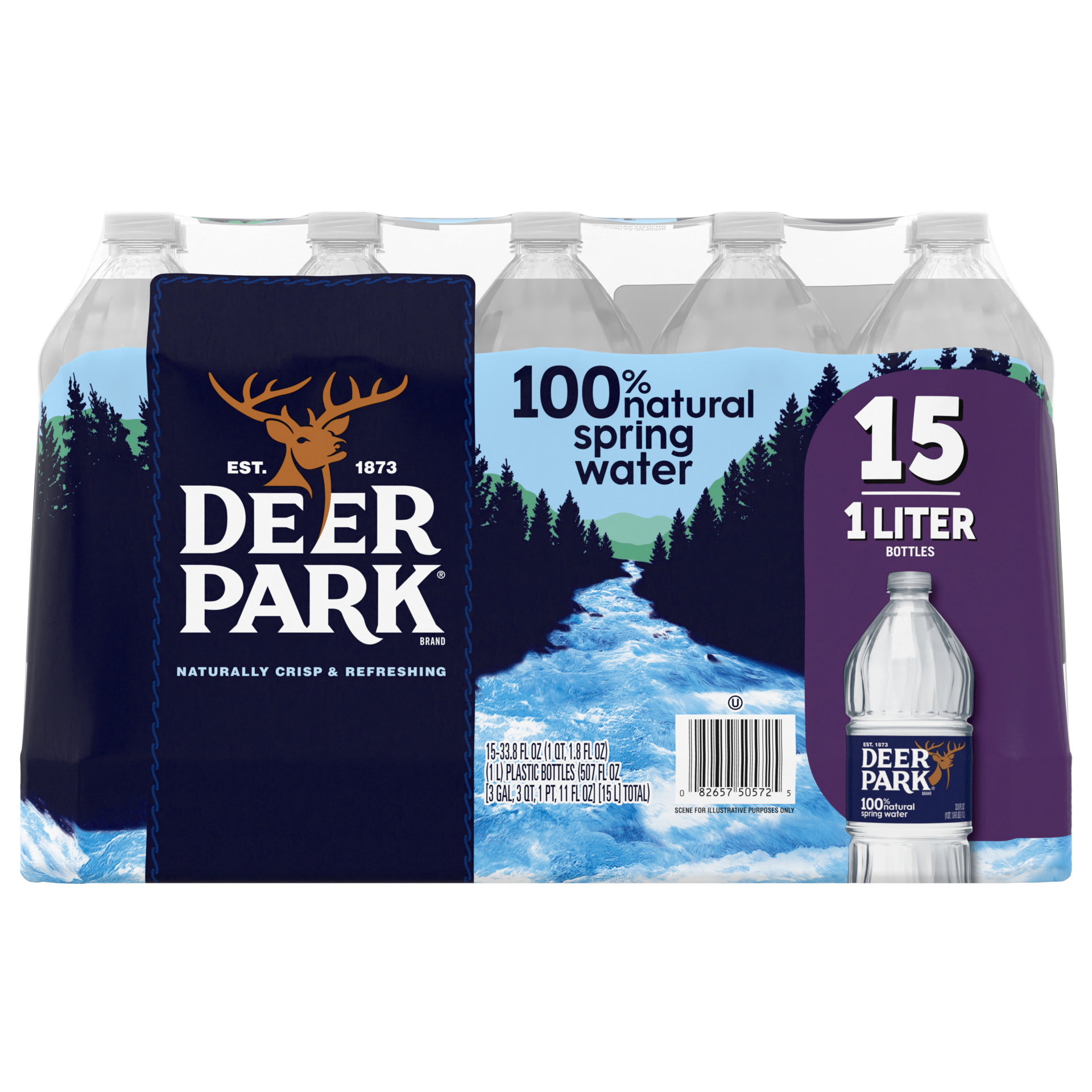 slide 2 of 5, DEER PARK Brand 100% Natural Spring Water, 33.8-ounce plastic bottles (Pack of 15), 