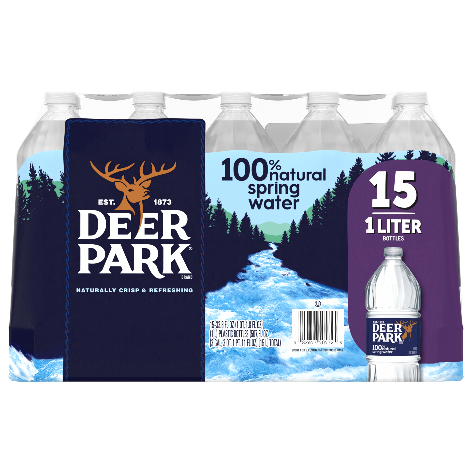 slide 1 of 5, DEER PARK Brand 100% Natural Spring Water, 33.8-ounce plastic bottles (Pack of 15), 