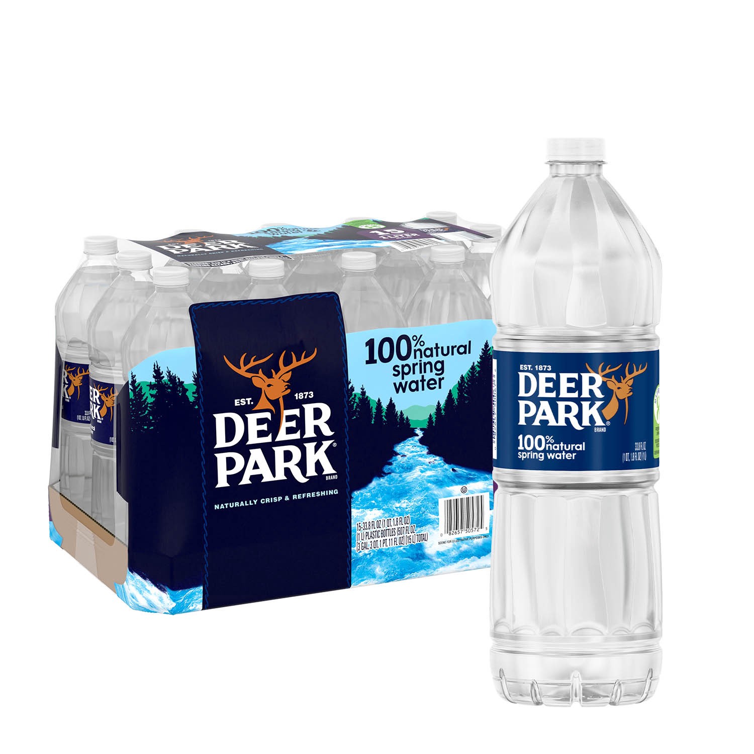 slide 4 of 5, DEER PARK Brand 100% Natural Spring Water, 33.8-ounce plastic bottles (Pack of 15), 