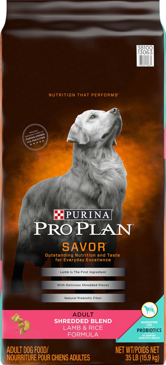 slide 4 of 6, Pro Plan Purina Pro Plan Complete Essentials Shredded Blend Lamb and Rice High Protein Dog Food with Probiotics for Dogs, 35 lb