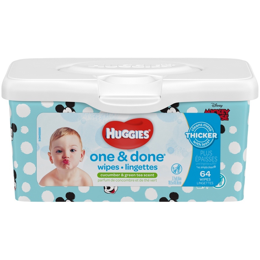 slide 1 of 1, Huggies One & Done Refreshing* Cucumber & Green Tea Baby Wipes Refill, 184 ct