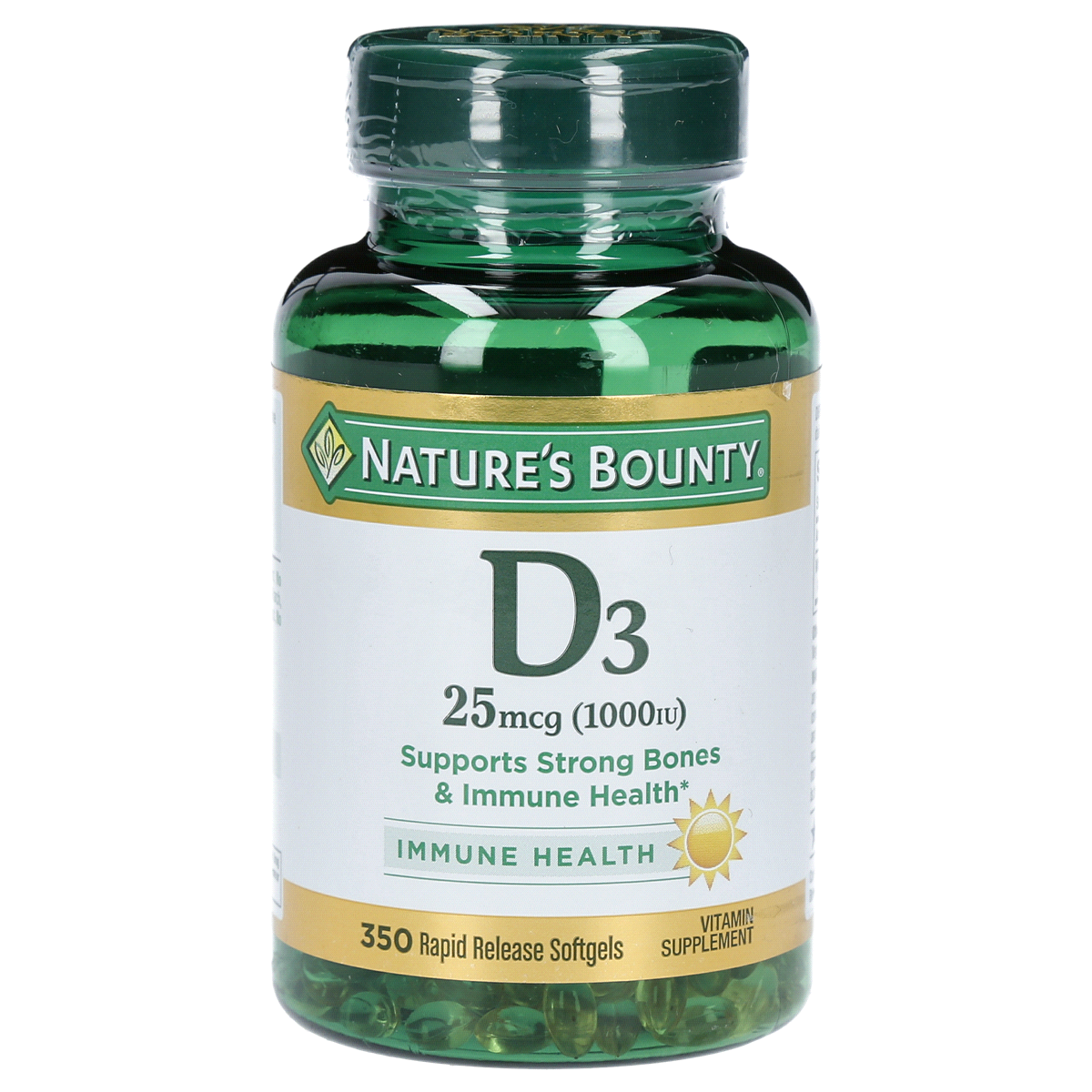 slide 1 of 9, Nature's Bounty High Potency D3-1000Iu Vitamin Supplement Softgels, 350 ct