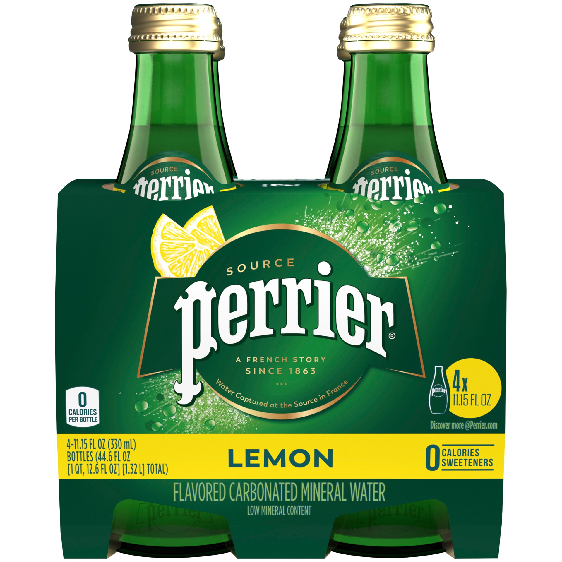 slide 1 of 4, Perrier Lemon Sparkling Natural Mineral Water, 4 ct