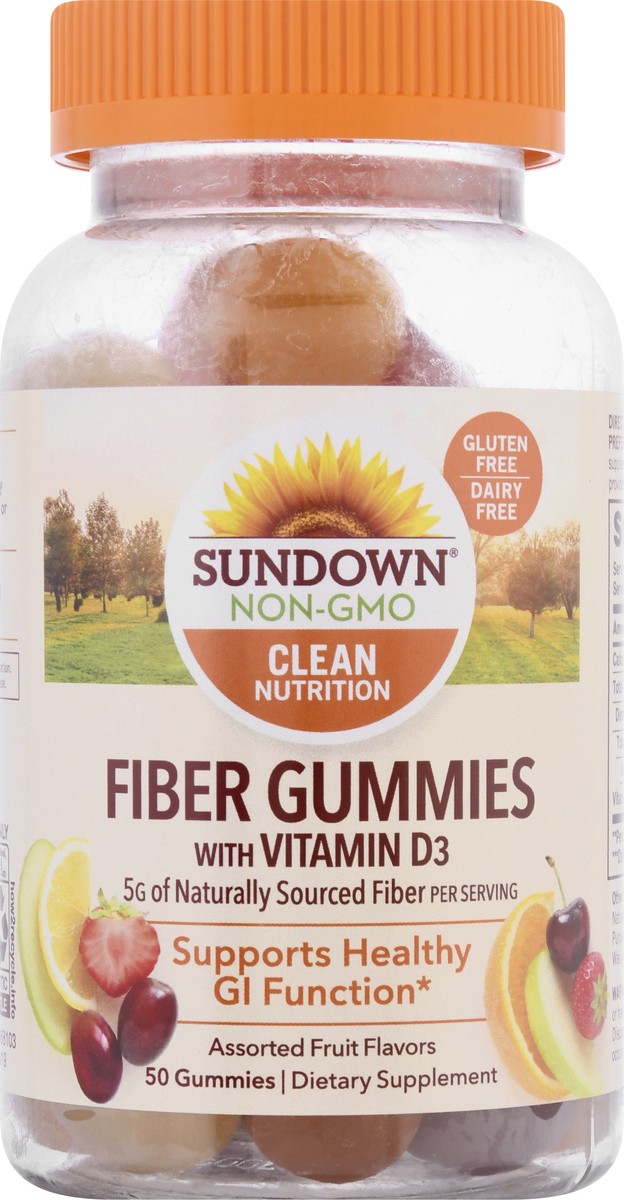 slide 6 of 9, Sundown With Fiber Vitamin D3 Gummies, 50 ct