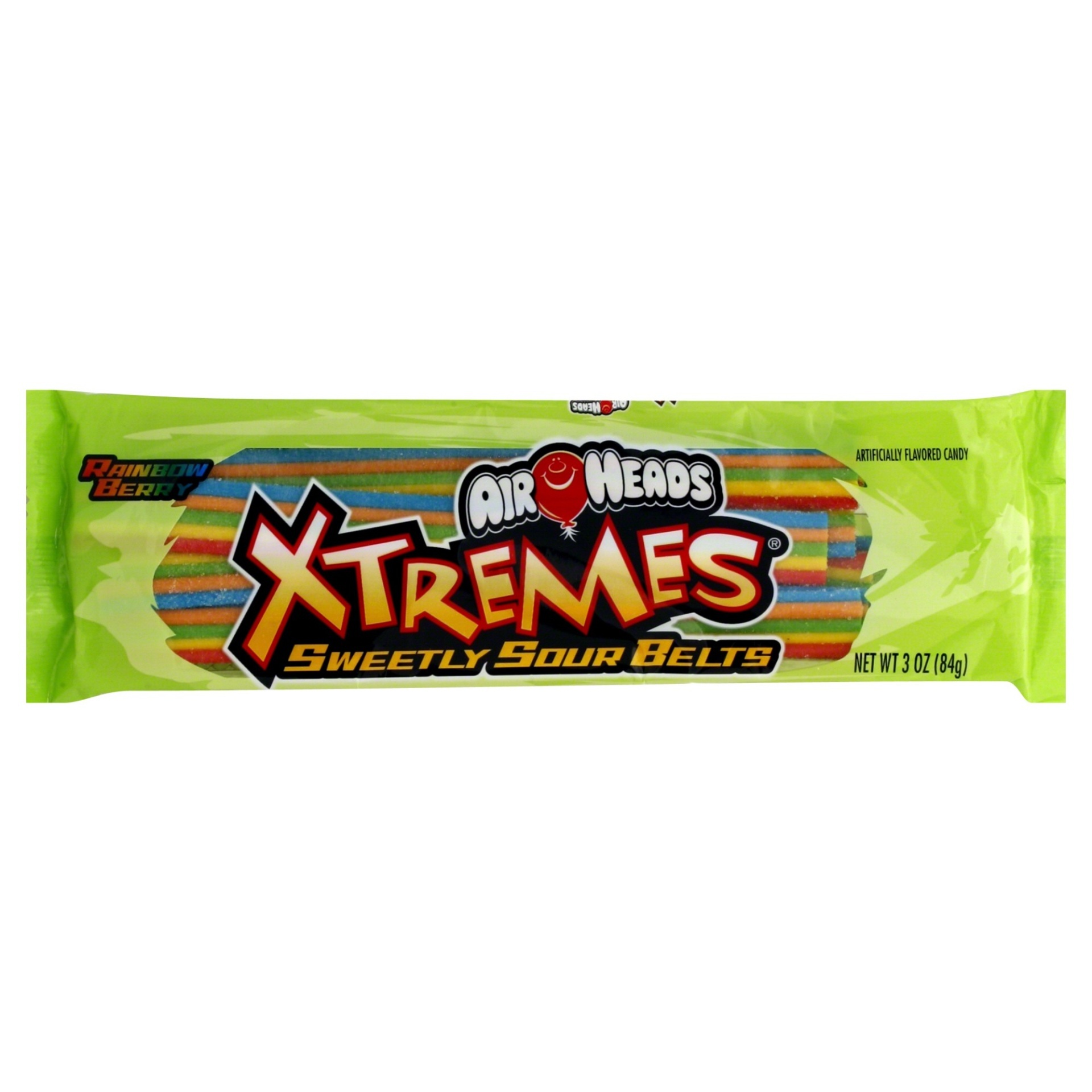 slide 1 of 1, Airheads Xtremes Rainbow Berry Sweetly Sour Belts, 3 oz