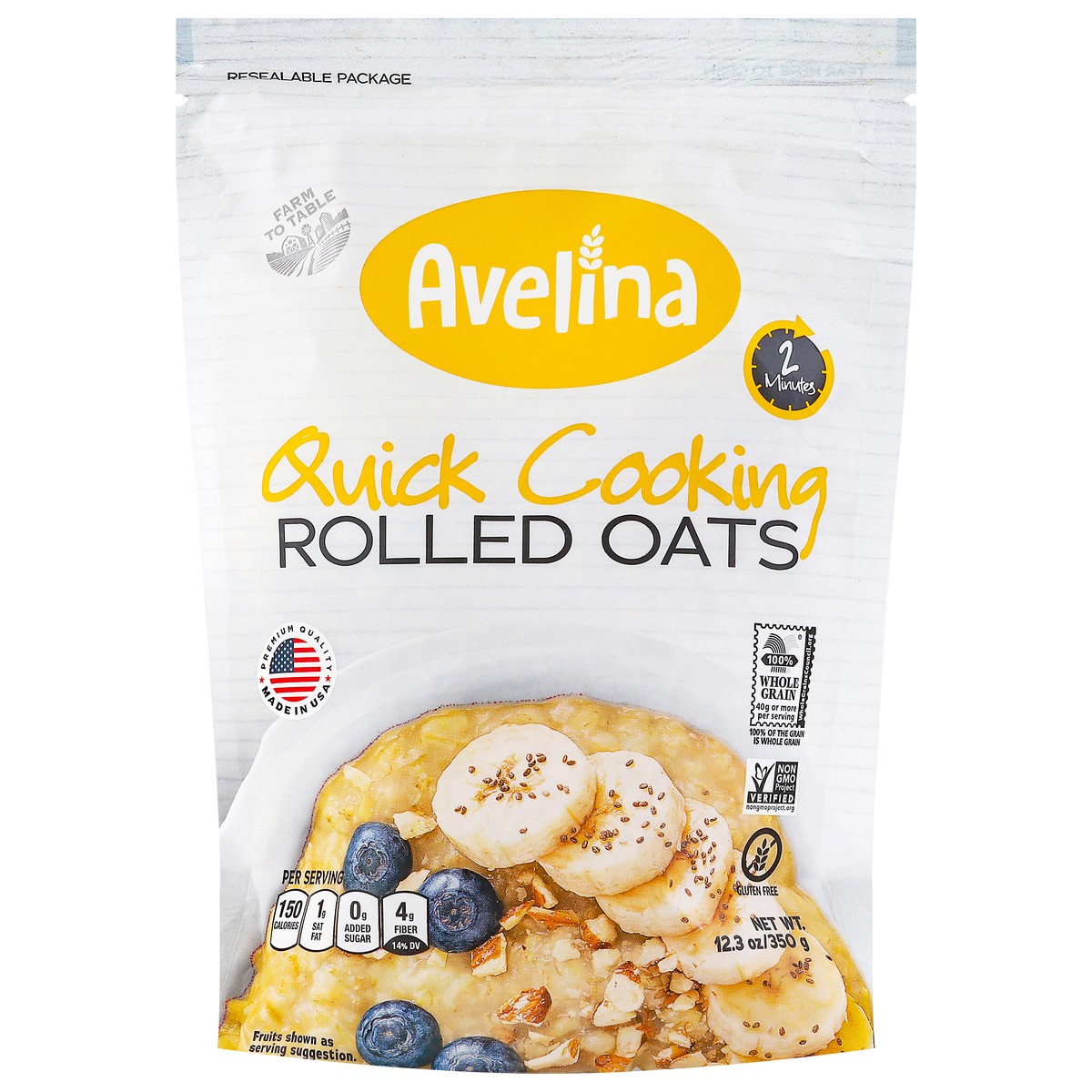 slide 1 of 12, Avelina Quick Cooking Rolled Oats 12.3 oz, 1 ct