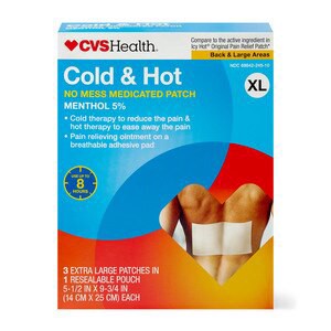 slide 1 of 1, Cvs Health Extra Strength Cold & Hot Medicated Patches, X-Large, 3 Ct, 1 ct