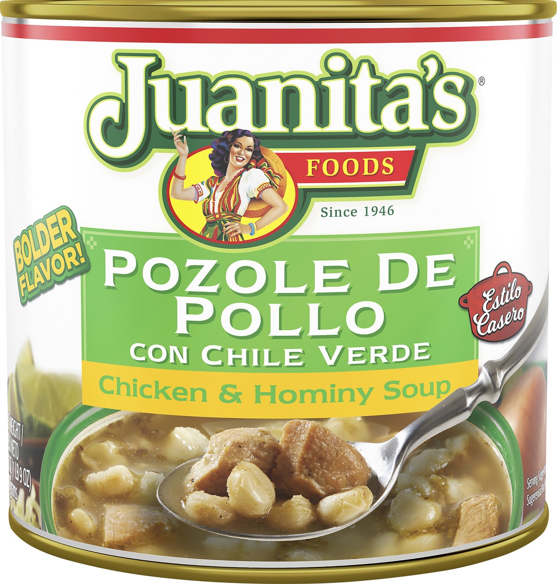 slide 5 of 7, Juanita's Juanita’s Foods Ready to Serve Chicken Pozole with Green Chile Soup, 25 oz Can, 25 oz