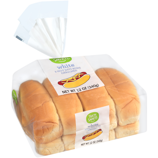 slide 1 of 1, That's Smart! Enriched White Hot Dog Buns 8Ct, 12 oz