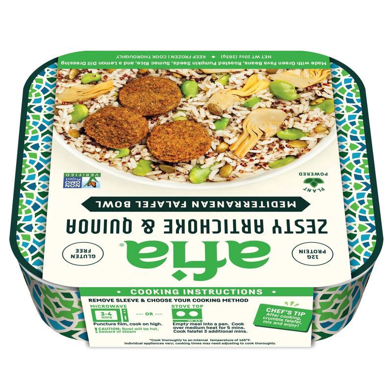 slide 3 of 4, Afia Frozen Zesty Artichoke and Quinoa Falafel Meal - 10oz., 10 oz