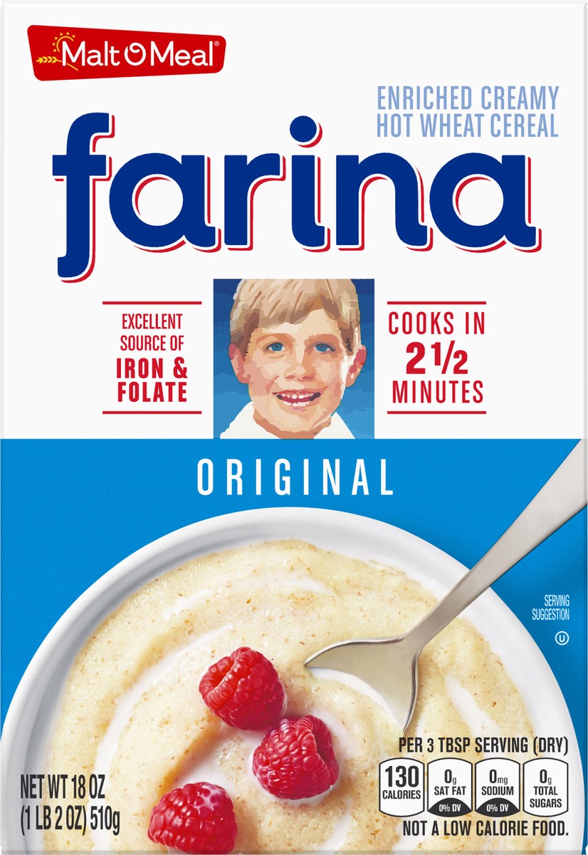 slide 3 of 13, Malt-O-Meal Farina, Original Farina Breakfast Cereal, Quick Cooking, 18 Ounce – 1 count, 18 oz