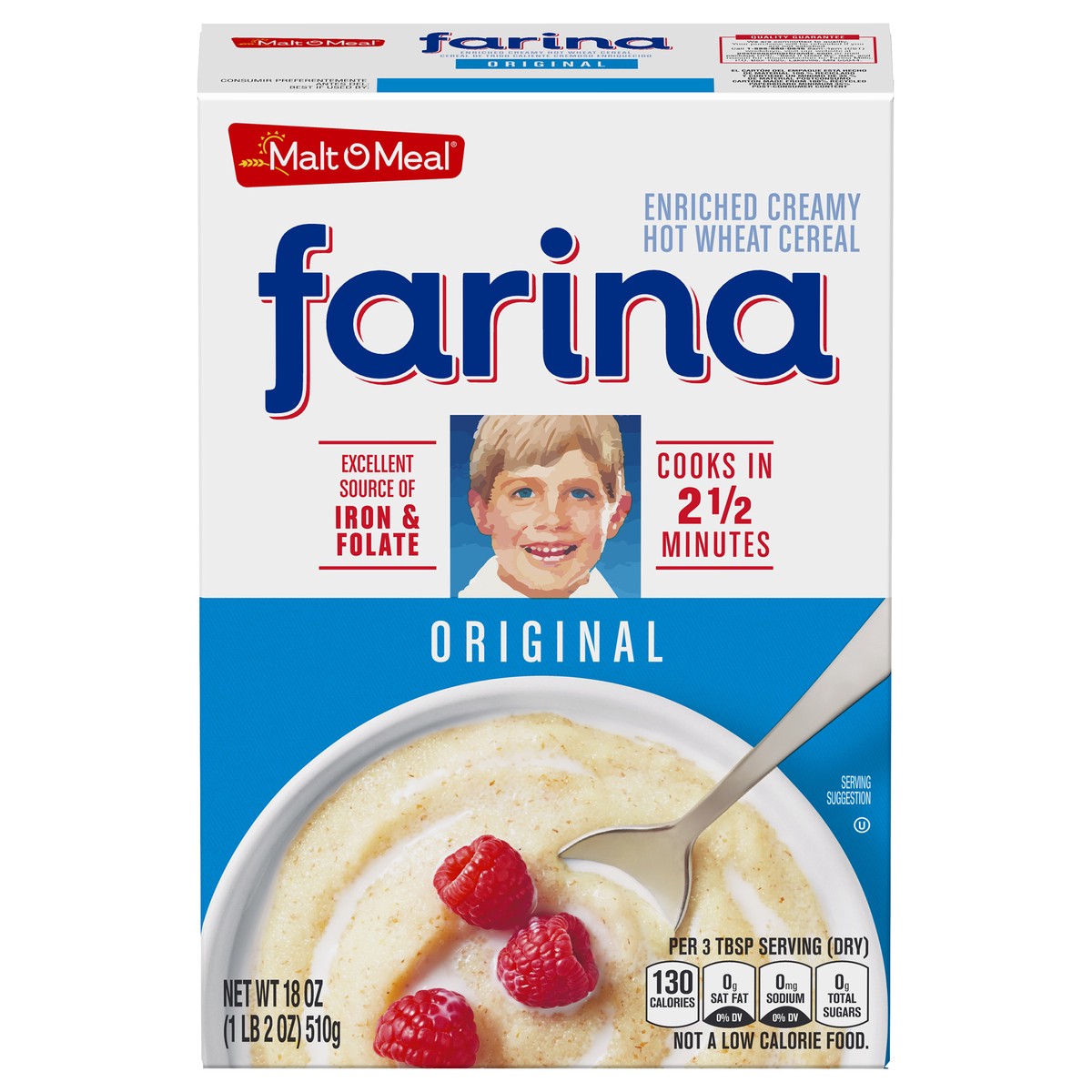 slide 6 of 13, Malt-O-Meal Farina, Original Farina Breakfast Cereal, Quick Cooking, 18 Ounce – 1 count, 18 oz