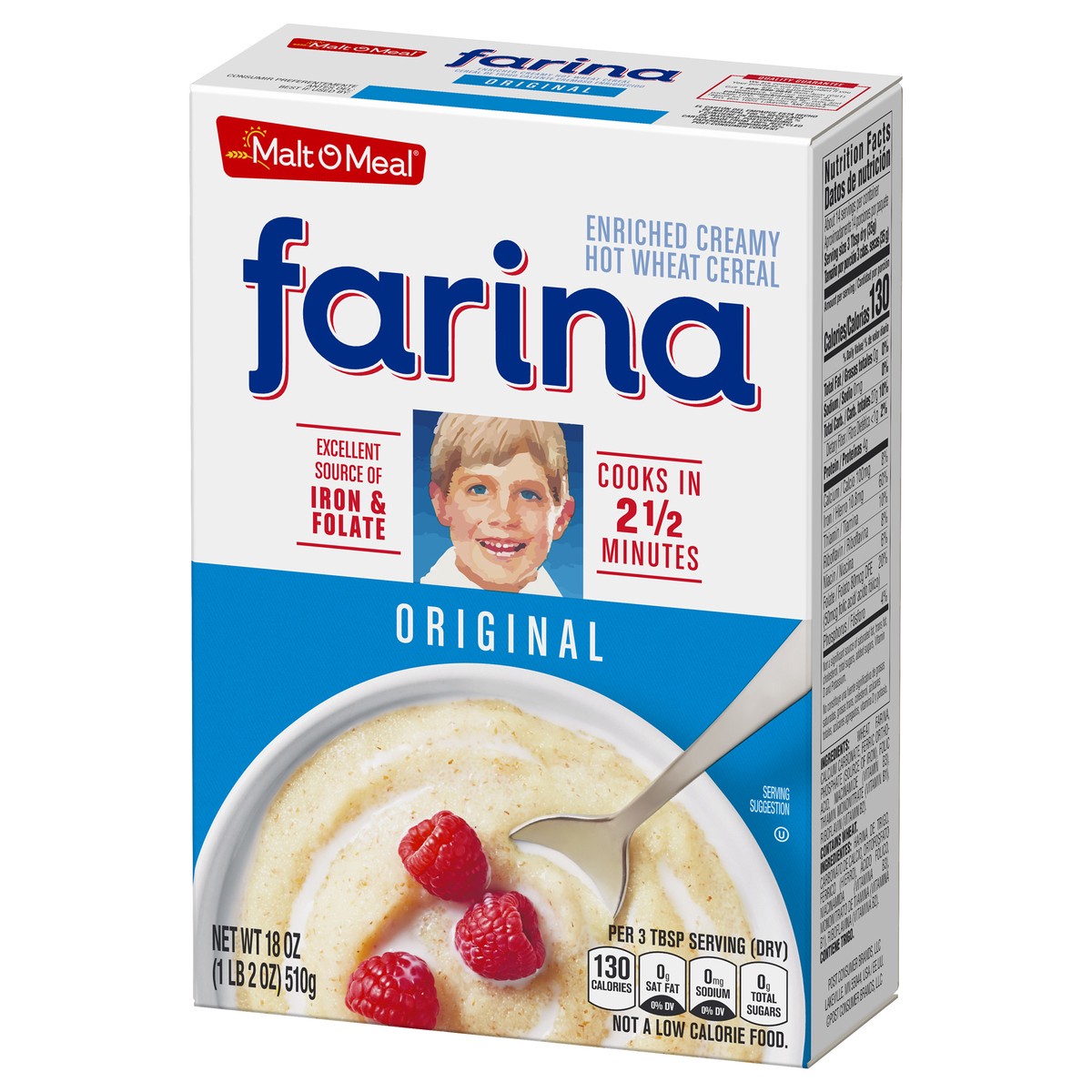 slide 7 of 13, Malt-O-Meal Farina, Original Farina Breakfast Cereal, Quick Cooking, 18 Ounce – 1 count, 18 oz