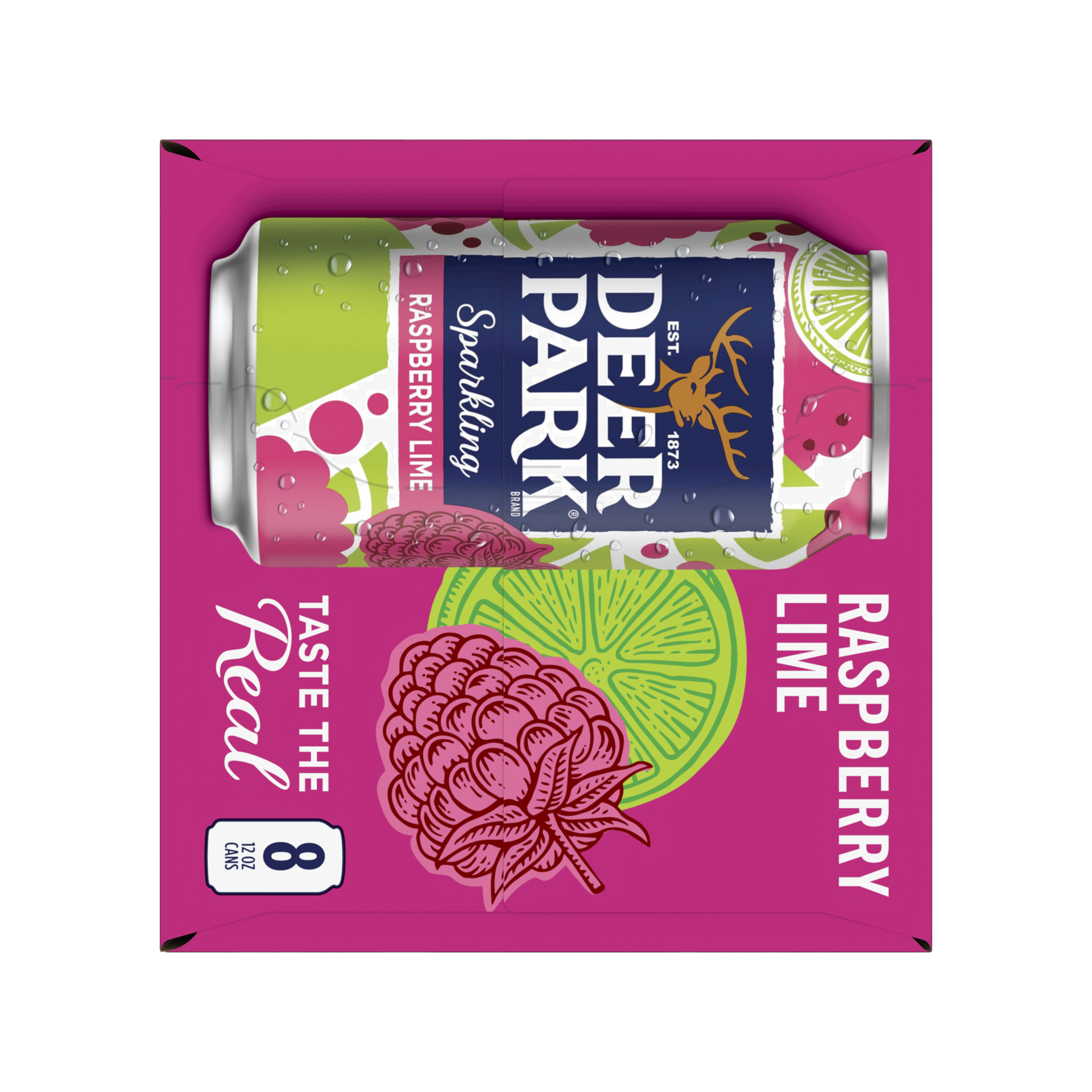 slide 3 of 5, Deer Park Sparkling Water, Raspberry Lime, 12 oz. Cans (8 Count), 8 ct; 12 fl oz