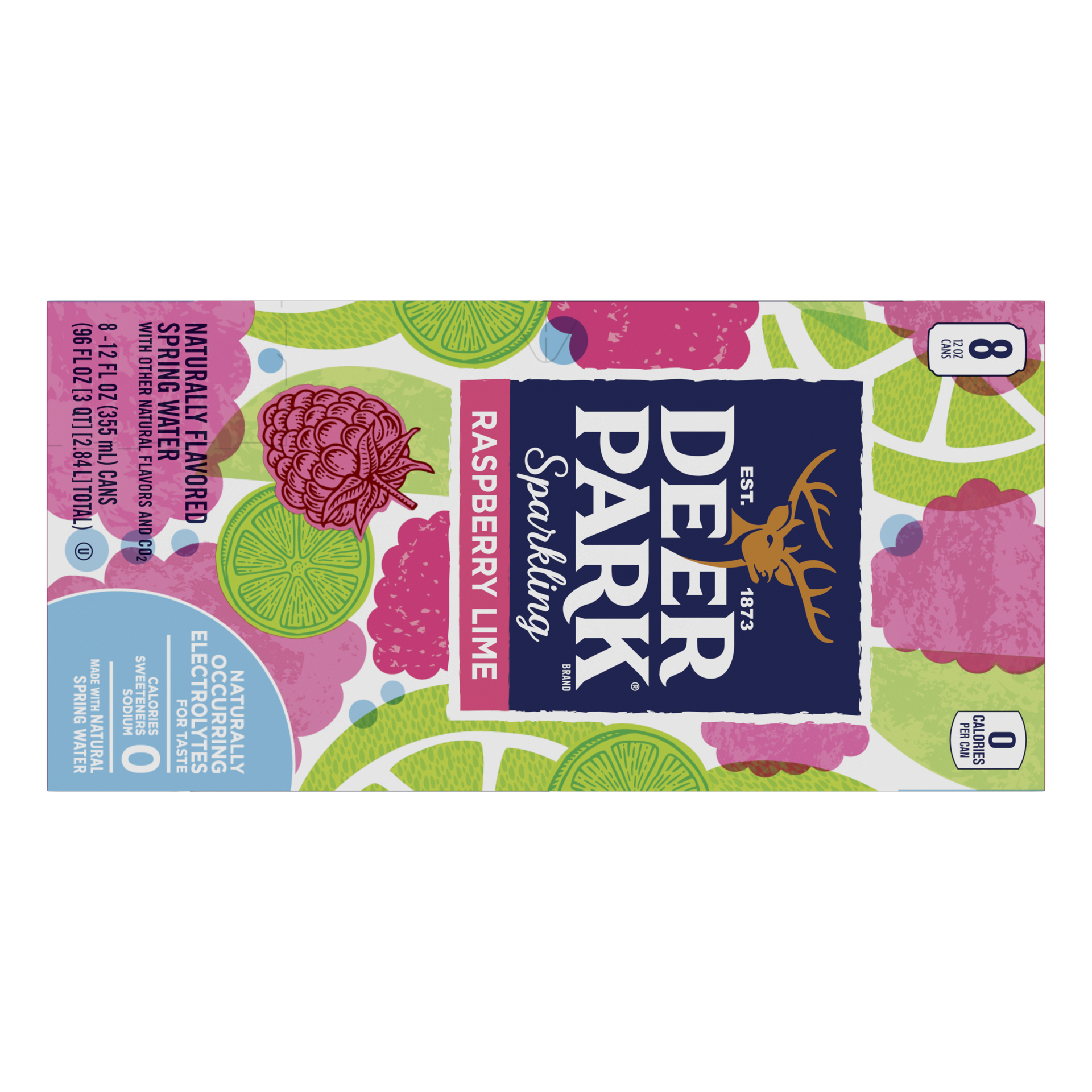 slide 1 of 5, Deer Park Sparkling Water, Raspberry Lime, 12 oz. Cans (8 Count), 8 ct; 12 fl oz