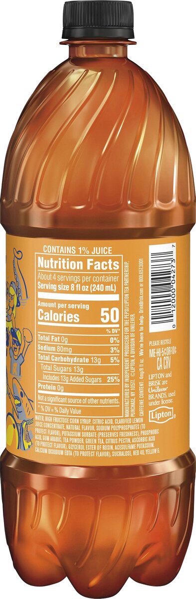 slide 4 of 8, Brisk Iced Tea, 33.81 oz