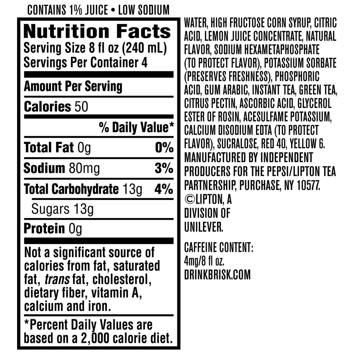 slide 5 of 8, Brisk Iced Tea, 33.81 oz