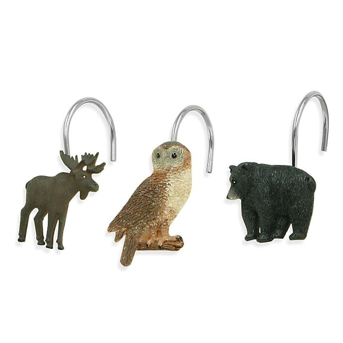 slide 1 of 1, Bacova Lodge Memories Shower Curtain Hooks, 12 ct