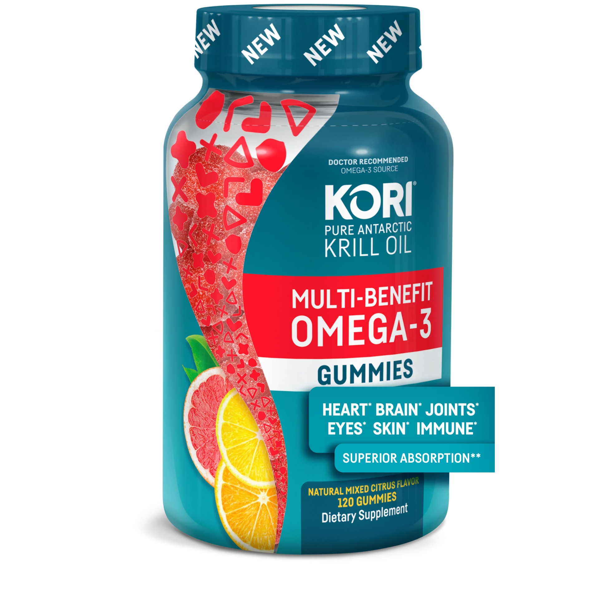 slide 1 of 3, Kori Krill Oil Omega-3 Gummies, 120 ct