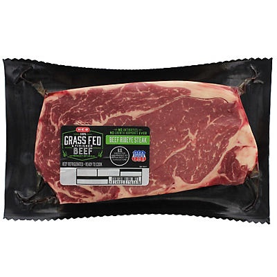 slide 1 of 1, H-E-B Grass Fed Beef Ribeye Steak Boneless, USDA Choice, 1 lb