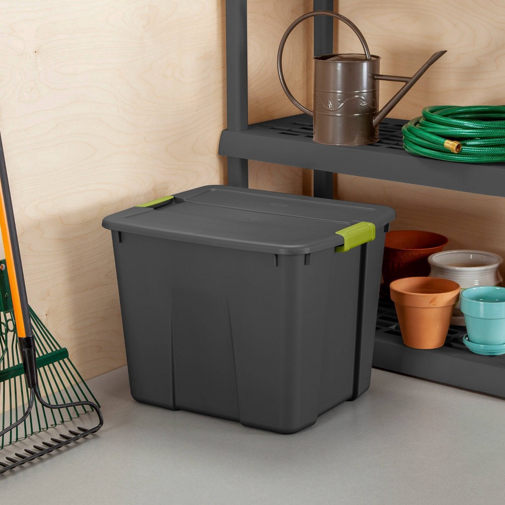 slide 8 of 15, Sterilite 20gal Latching Tote Gray/Green, 20 gal