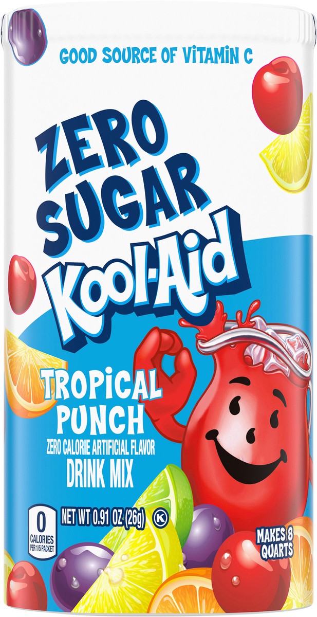 slide 4 of 13, Kool-Aid Tropical Punch Zero Sugar Artificially Flavored Powdered Soft Drink Mix, 4 ct Pitcher Packets, 0.91 oz