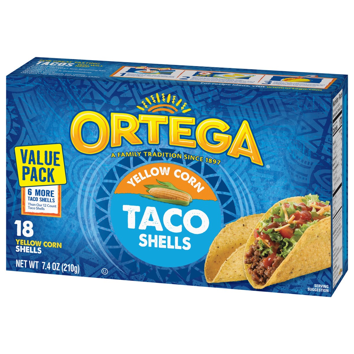 slide 10 of 13, Ortega Yellow Corn Taco Shells, 18 Count, 7.4 oz, 18 ct
