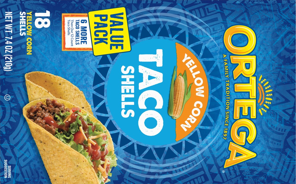 slide 2 of 13, Ortega Yellow Corn Taco Shells, 18 Count, 7.4 oz, 18 ct