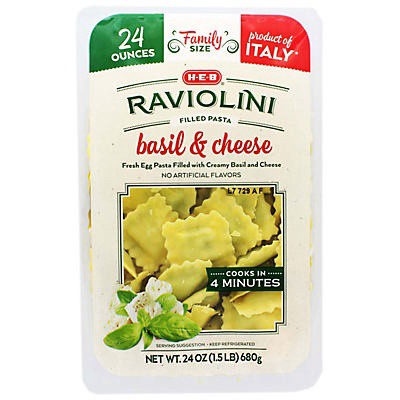 slide 1 of 1, H-E-B Basil and Cheese Raviolini, 24 oz