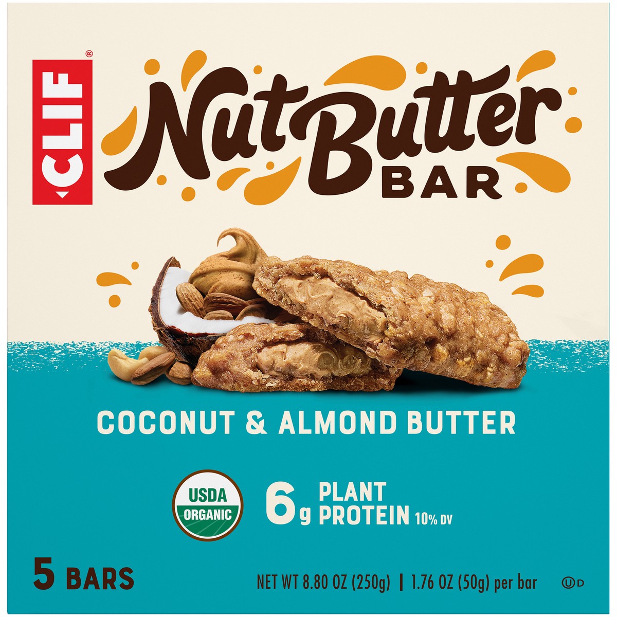 slide 1 of 9, CLIF Bar Coconut & Almond Butter Nut Butter Bar 5-1.76 oz. Bars, 8.8 oz