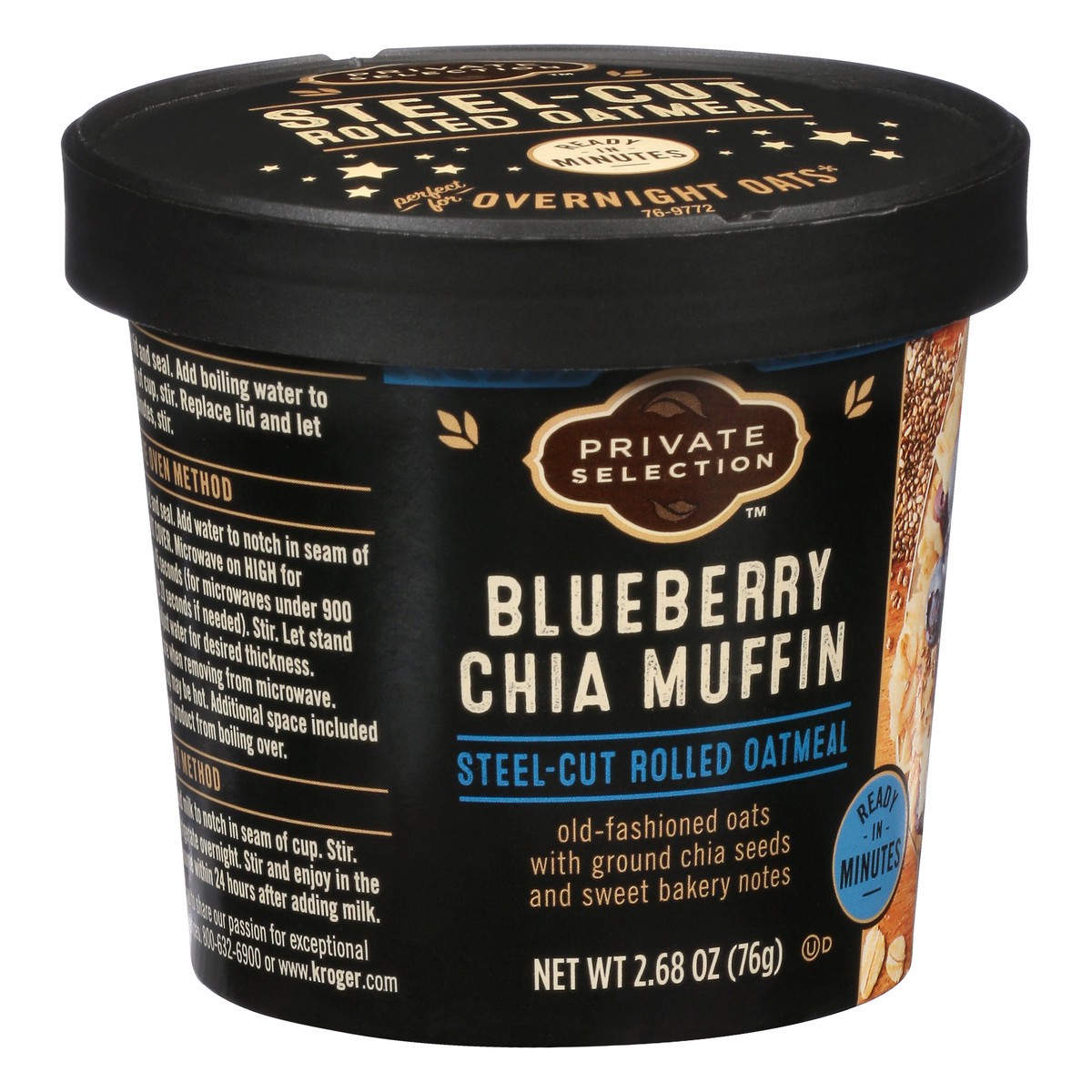 slide 2 of 11, Private Selection Blueberry Chia Muffin Steel-Cut Oatmeal, 2.68 oz