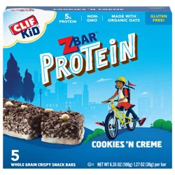Zbar Protein - Cookies 'N Creme - Crispy Snack Bars - Made with Organic Oats - Non-GMO - 5g Protein - Gluten Free Protein Bars (5 Pack)