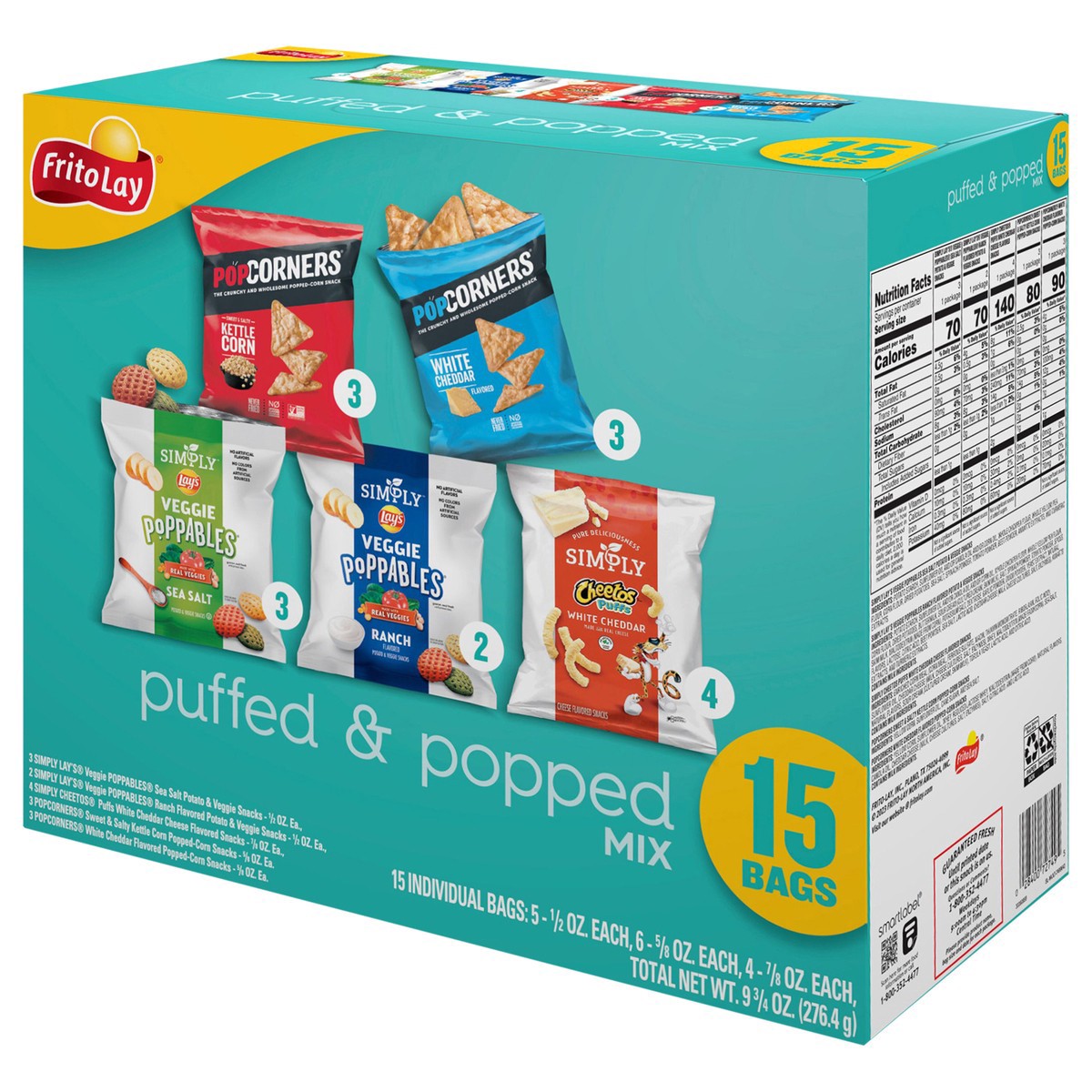 slide 15 of 15, Frito-Lay Snacks Variety Packs Puff & Pop Mix 9.75 Oz, 15 Count, 15 ct