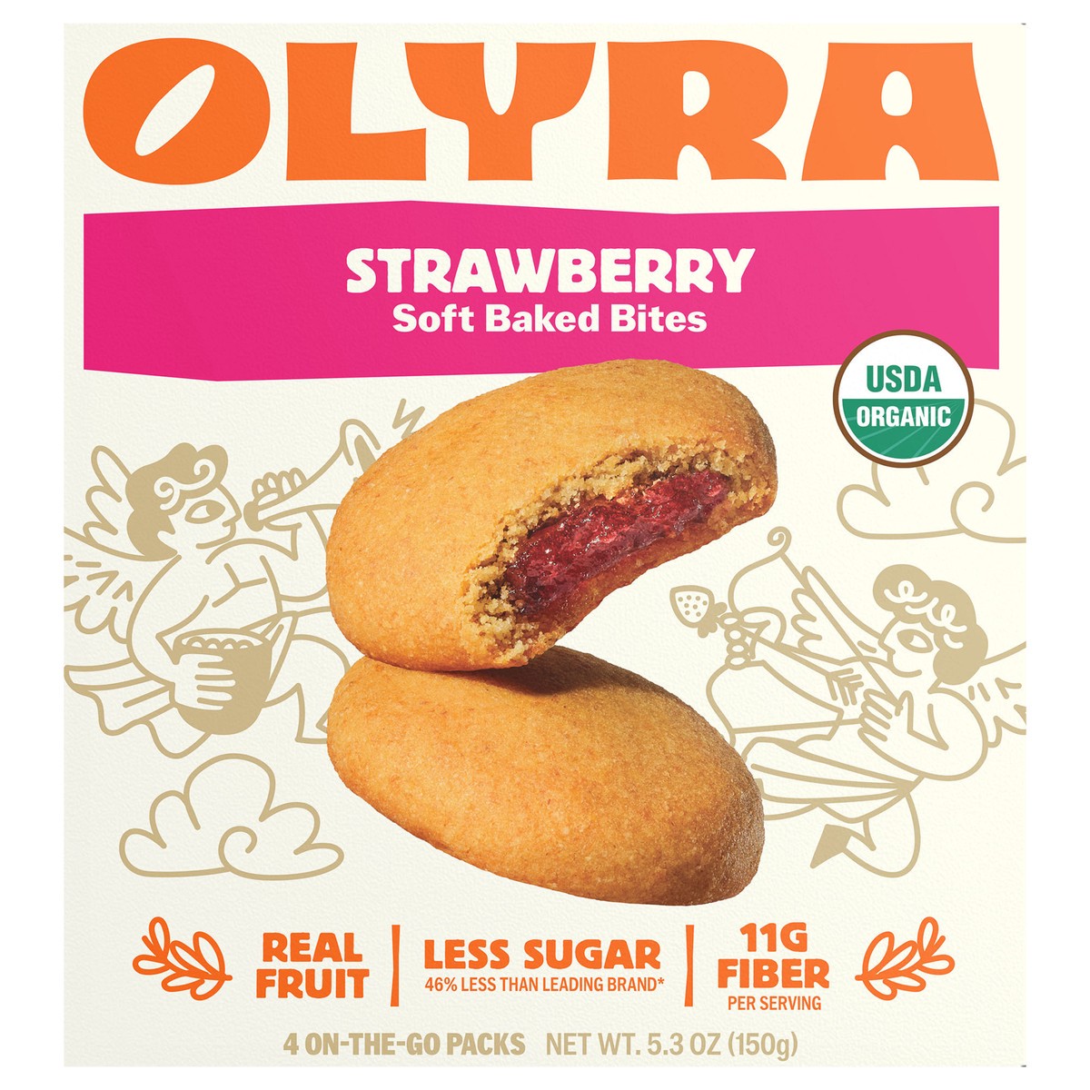 slide 2 of 2, Olyra Soft Baked Bites, Strawberry, Organic, On the Go, 4 Pack, Box, 4 ct