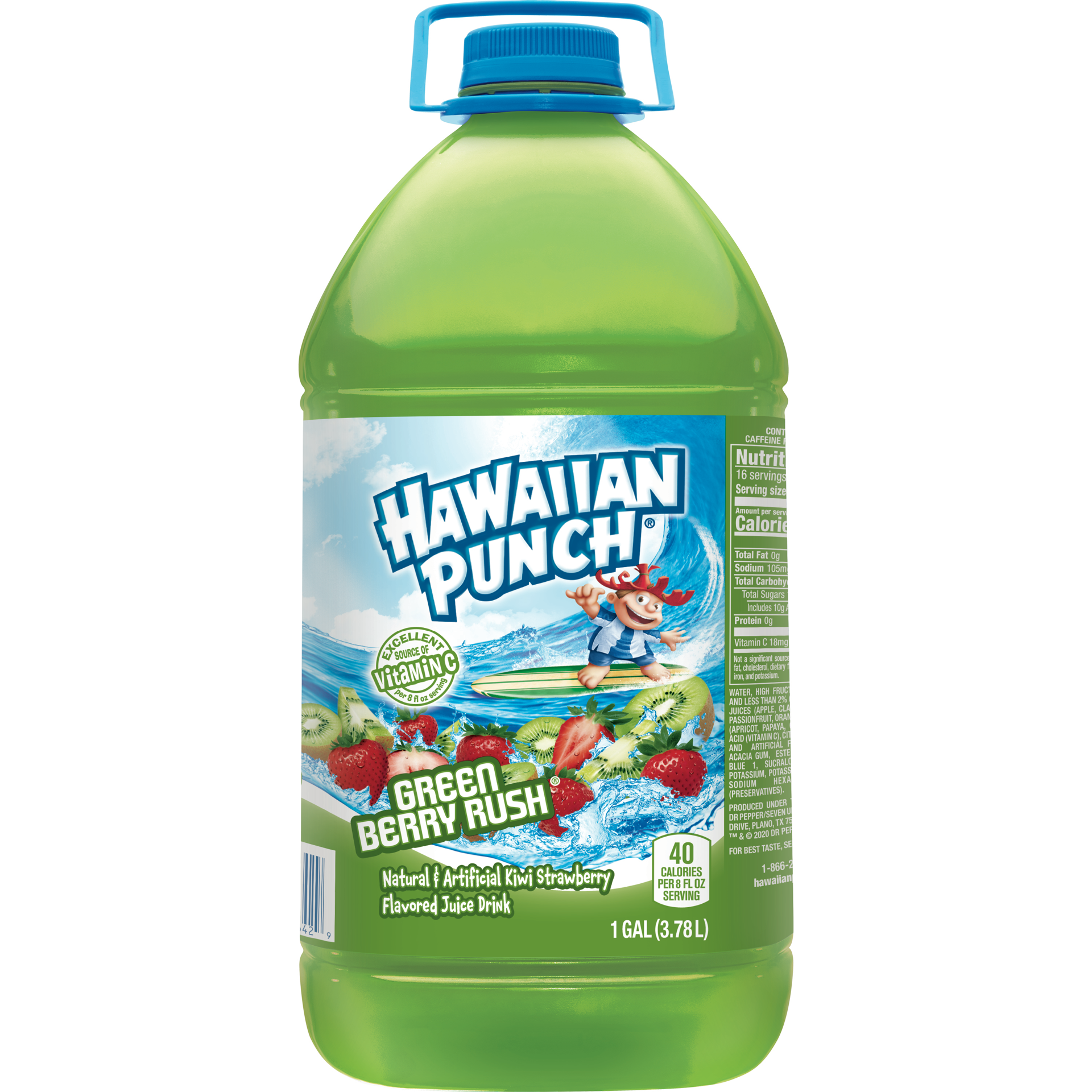 slide 4 of 6, Hawaiian Punch Green Berry Rush Juice Drink, 1 gal bottle, 1 gal