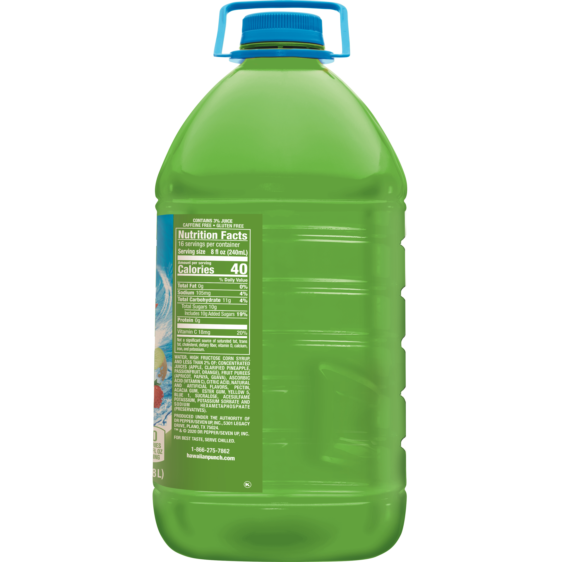 slide 5 of 6, Hawaiian Punch Green Berry Rush Juice Drink, 1 gal bottle, 1 gal